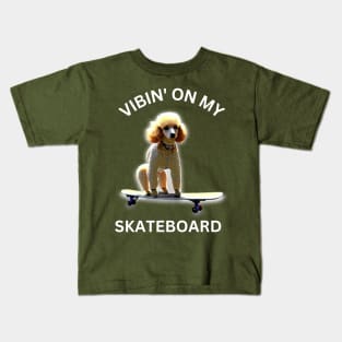 Skateboarding Poodle Kids T-Shirt